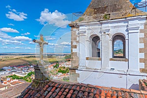 Aerial view of Church of San Francisco Javier in Spanish town C