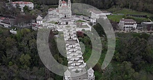 Aerial view of the church and stairs of Bom Jesus in Braga Portugal
