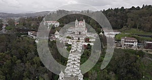 Aerial view of the church and stairs of Bom Jesus in Braga Portugal