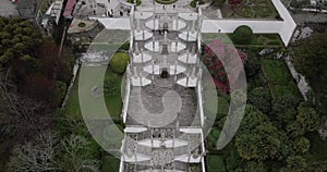 Aerial view of the church and stairs of Bom Jesus in Braga Portugal