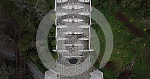 Aerial view of the church and stairs of Bom Jesus in Braga Portugal