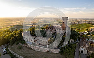 Aerial view of Cigognola Castle - Oltrepo Pavese Italy