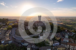 Aerial view of Cigognola Castle - Oltrepo Pavese Italy