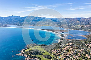 Aerial view of the cinta beach in sardinia