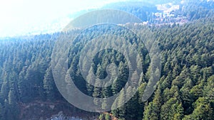 Aerial view Citi of Manali Mall Road and Sonmarg Mountain Greenery Landscape Himachal Pradesh, India