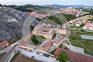 Aerial view of city Aguilar de Campoo in summer evening, Spain, Europe