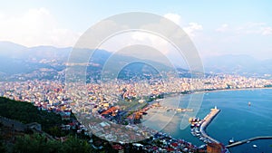 Aerial View of the city of Alanya in Turkey.