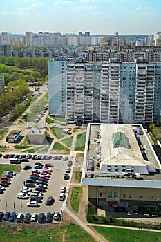 Aerial view of the city Balashikha in Moscow region, Russia.