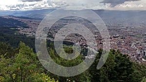 Aerial view of the city of Bogota, Colombia.