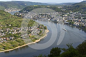 Aerial view of the city Boppard and River Rhine photo