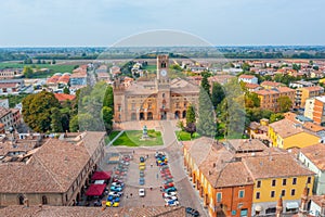 Aerial view of city center of Busseto, Italy