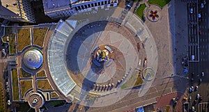 Aerial view on the city center of Kiev. Independence square