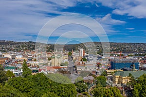 Aerial view of the city center of Launceston, Australia