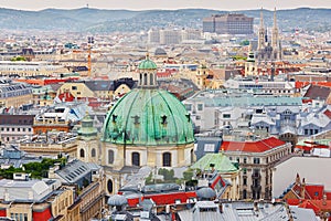Aerial view of city center in Vienna