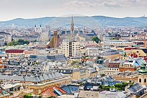 Aerial view of city center in Vienna