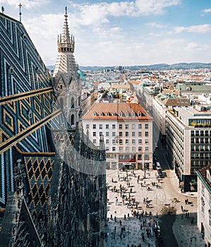 Aerial view of city center Vienna, Austria