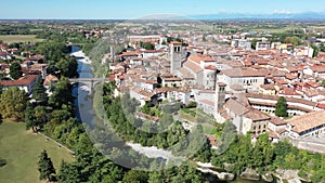 Aerial view on the city Cividale del Friuli. Italy