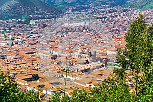 Aerial view of the city of Cusco