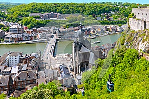 Aerial view of the city of Dinant on a beautiful summer day, Belgium.