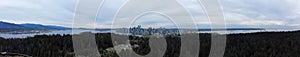 Aerial view of the city downtown of Vancouver in Canada, Panoramic shot