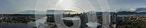 Aerial view of the city downtown of Vancouver in Canada, Panoramic shot