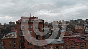 Aerial view of city. Drone of Yerevan capital and largest city of Armenia.