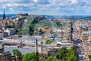 Aerial view of the city of Edinburgh in Scotland