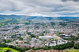 An aerial view of the city of Edinburgh, Scotland, UK