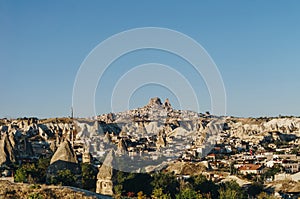 Aerial view of city and fairy chimneys