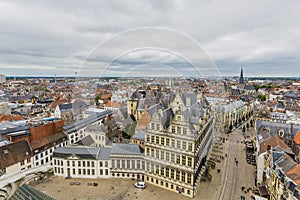 Aerial view of the city of Ghent Belgium