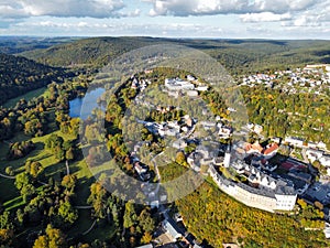 Aerial view of the city of Greiz in Thuringia Germany