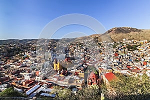 Aerial view of the city of Guanajuato in Mexico