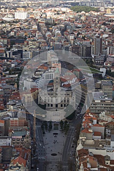 Aerial view of the city hall of Porto