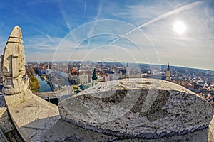 Aerial view from the city hall tower over Oradea town center