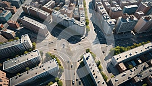 Aerial View of City Intersections