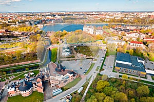 Aerial view city Kaliningrad Russia summer sunny day park