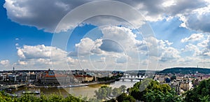 Aerial view of the city from Letna Garden, Prague, Czech Republic