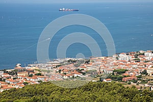 Aerial View of the city of Livorno in Tuscany, Italy