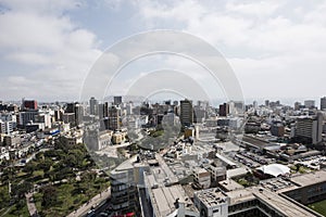 aerial view of the city with luxurious modern residential and office buildings square and cathedral- metropolis