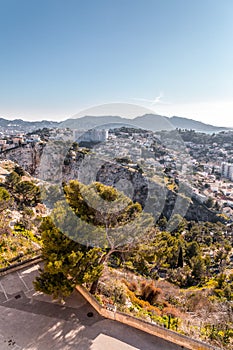 Aerial view of the city of Marseille on a sunny winter day