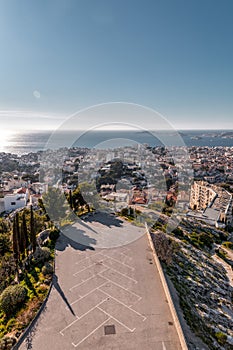 Aerial view of the city of Marseille on a sunny winter day