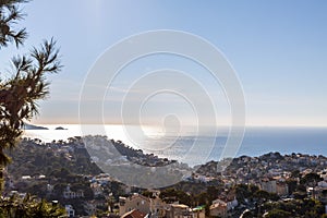 Aerial view of the city of Marseille on a sunny winter day