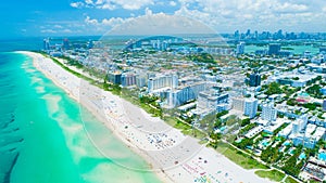 Aerial view city Miami Beach. South Beach. Florida. USA.