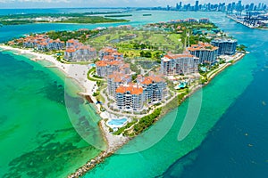 Aerial view city Miami Beach, South Beach, Florida, USA.