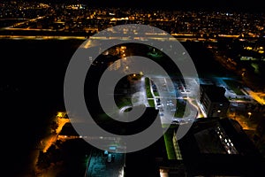 Aerial view of the city at night.