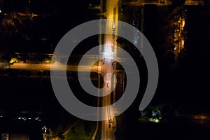 Aerial view of the city at night.