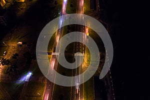 Aerial view of the city at night.