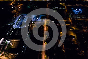 Aerial view of the city at night.