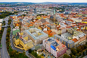 Aerial view on the city Plzen.