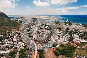 Aerial view of the city of Port-Louis, Mauritius, Africa